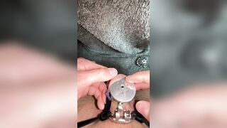 POV changing flat chastity with urethral plug to small chastity cage - 2 image