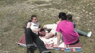Outdoor threesome fuck with three hot horny guys - 6 image
