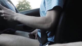 Young twink boy does a public masturbation while driving in a car - 7 image