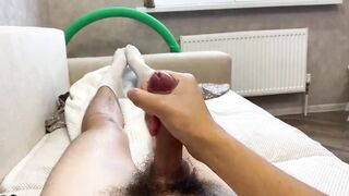 ASMR - Cute boy jerks off his cock with a sock and ends up moaning - 7 image