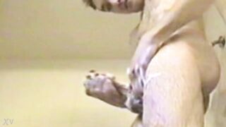 Slender dude jerks soaped cock great cumshot - 14 image