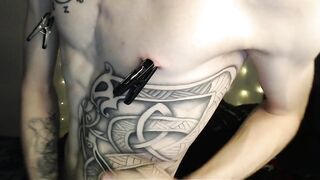 Endo Plays with Nipples and Clothespins and Jerk off - 14 image