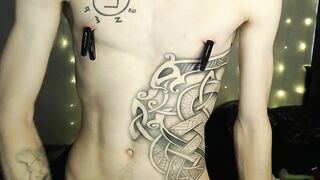 Endo Plays with Nipples and Clothespins and Jerk off - 15 image