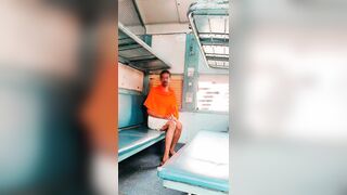 Sexy gay in train nude masterbate cumshot - 1 image