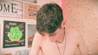 Hot Skinny Twink Magic C Filling a Condom With Thick Cum And Swallowing His Own Load