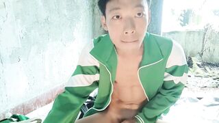 cute Asian boy Abandoned House Masturbation Cum eat cum - 7 image