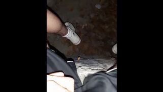 skater jerking off in an abandoned place in public - 1 image