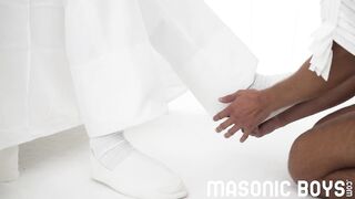 MasonicBoys - Smooth blond boy barebacked hard by hot mustached DILF - 3 image