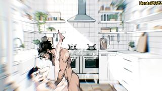 Interracial Twink and Muscled Black College Roommates in the Kitchen Anal Sex Gay Cartoon Hentai Animation - 15 image