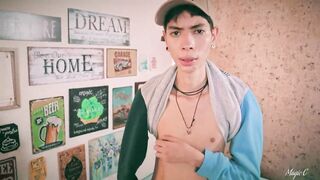 Sport Twink Magic C Jerking His Big Cock Through The Side of His Shorts - 9 image