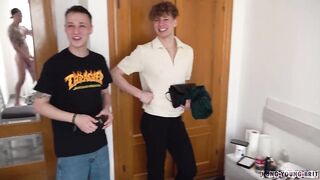 CUTE BLOND TWINK TAKES ARM SIZED COCK - 3 image