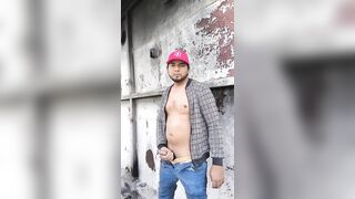 Outdoor cum man big thick penis comes squirting in open field - 2 image