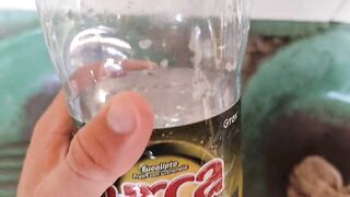 Malleable stick in the disinfectant bottle of the young straight slave. - 14 image