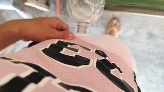 Malleable stick in the disinfectant bottle of the young straight slave. - 9 image