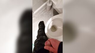 Jizz off on leather biker pants - 10 image