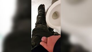 Jizz off on leather biker pants - 13 image