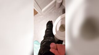 Jizz off on leather biker pants - 4 image