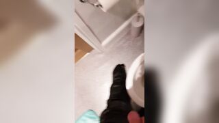 Jizz off on leather biker pants - 5 image