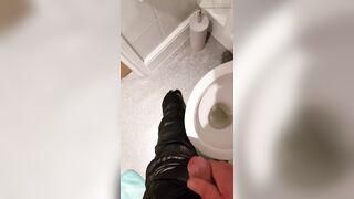 Jizz off on leather biker pants - 7 image
