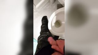 Jizz off on leather biker pants - 8 image