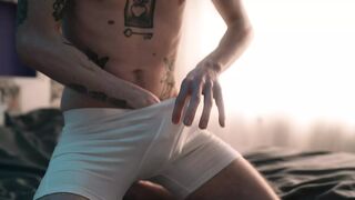 Stroking My Morning Wood - Big Dick Edging with Huge Cumshot - 1 image