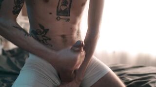 Stroking My Morning Wood - Big Dick Edging with Huge Cumshot - 14 image