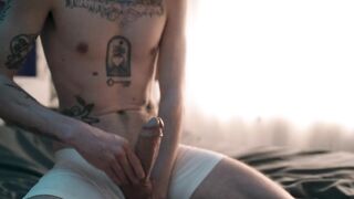 Stroking My Morning Wood - Big Dick Edging with Huge Cumshot