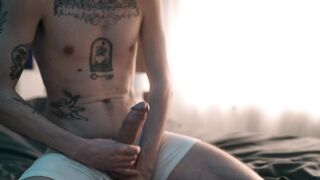 Stroking My Morning Wood - Big Dick Edging with Huge Cumshot - 7 image
