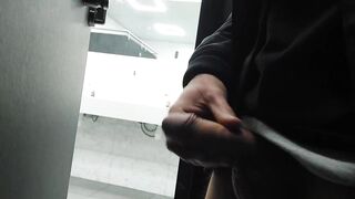 Young twink cruising up public male restroom at a local mall, hoping to catch some curious dicks - 13 image