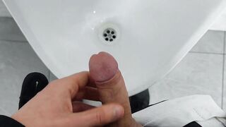 Young twink cruising up public male restroom at a local mall, hoping to catch some curious dicks - 14 image