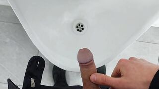 Young twink cruising up public male restroom at a local mall, hoping to catch some curious dicks - 6 image