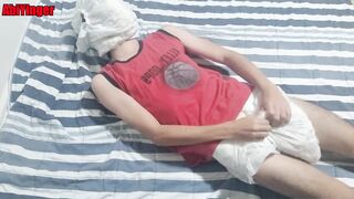 Diaper Masked Boy 18+ Jerking Off and Cumming - 13 image