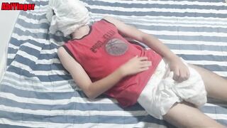 Diaper Masked Boy 18+ Jerking Off and Cumming - 15 image