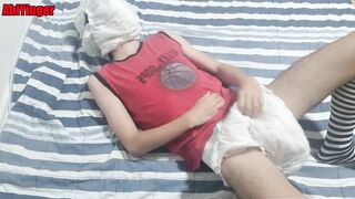 Diaper Masked Boy 18+ Jerking Off and Cumming - 5 image