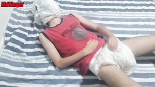 Diaper Masked Boy 18+ Jerking Off and Cumming - 7 image
