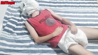 Diaper Masked Boy 18+ Jerking Off and Cumming - 8 image