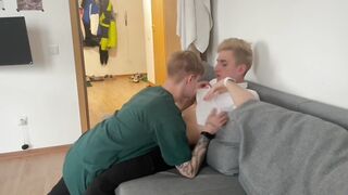 gave my stepbrother a deep blowjob and licked his cum - 4 image