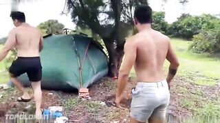 Two handsome guys go camping and fuck in the tent - 5 image