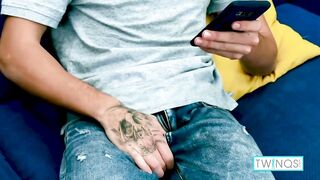 Hot Brunette Twink Thomas T Jerks Off And Fingers His Butt! - 4 image