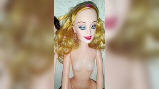 My submissive girlfriend Lily and her lesbian friend Riley, get naked and I masturbate when I see them, fetish doll, submissive, threesome doll, sex toy - 1 image