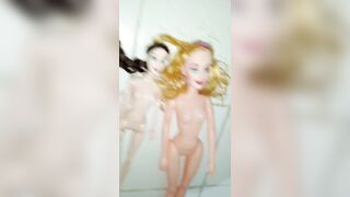 My submissive girlfriend Lily and her lesbian friend Riley, get naked and I masturbate when I see them, fetish doll, submissive, threesome doll, sex toy - 6 image