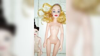 My submissive girlfriend Lily and her lesbian friend Riley, get naked and I masturbate when I see them, fetish doll, submissive, threesome doll, sex toy - 8 image