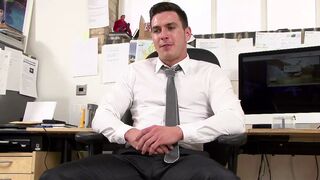 Tired from work in the office and ready to stroke a cock to - 1 image