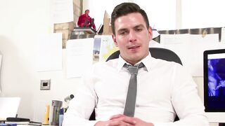 Tired from work in the office and ready to stroke a cock to - 13 image