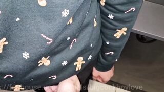 Handsome passerby in a shopping mall sucks a man's huge cock toilette with cum! - 2 image