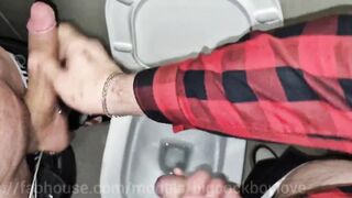 Handsome passerby in a shopping mall sucks a man's huge cock toilette with cum! - 8 image