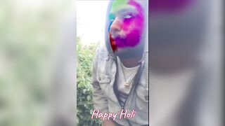 Holi bhabhi ke saath jungle mein lathmar holi #happyholi - 1 image