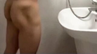 jerking off my big dick while taking a shower - 1 image