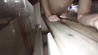 Piss shower, spanking and cum naked in public - 10 image