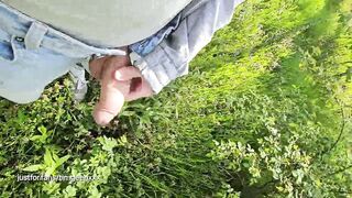 Public cruising piss in woods , jerking off my massive penis - 5 image